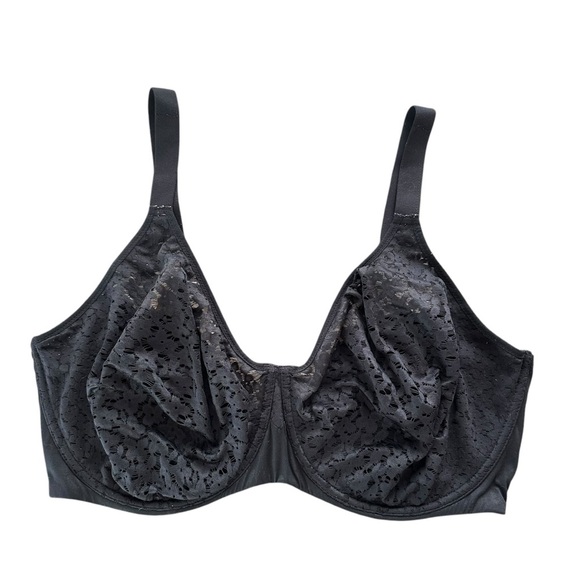 Chantelle 38 G DDDD Black Floral Lace Unlined Underwire Bra Spa Comfort Stretch - Picture 1 of 4